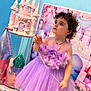 Larissa a rejoint le concours — aidez-le/la à gagner de superbes lots ! toddler, child, dress, lavender, curly_hair, balloon, castle, birthday, party, decoration, pink, purple, floor, indoor, celebration, curious, person, cute, festive, happy