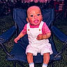 baby, celebration, chair, child, darkness, event, festival, fireworks, fun, grass, happy, night, outdoor, overalls, people, person, recreation, seat, smiling, socks