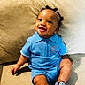 Johnathan is registered to the contest to win money with this photo: baby, child, smiling, blue_outfit, shoes, couch, indoor, cute, happy, portrait, person, sitting, young_child, infant, casual, comfortable, face, hair, skin, expression