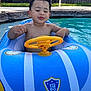 Aron joined the competition — help win amazing prizes! child, pool, inflatable, float, water, summer, outdoor, toy, blue, yellow, steering_wheel, swimming_pool, relaxing, sunny, vacation, young, boy, fun, play, backyard