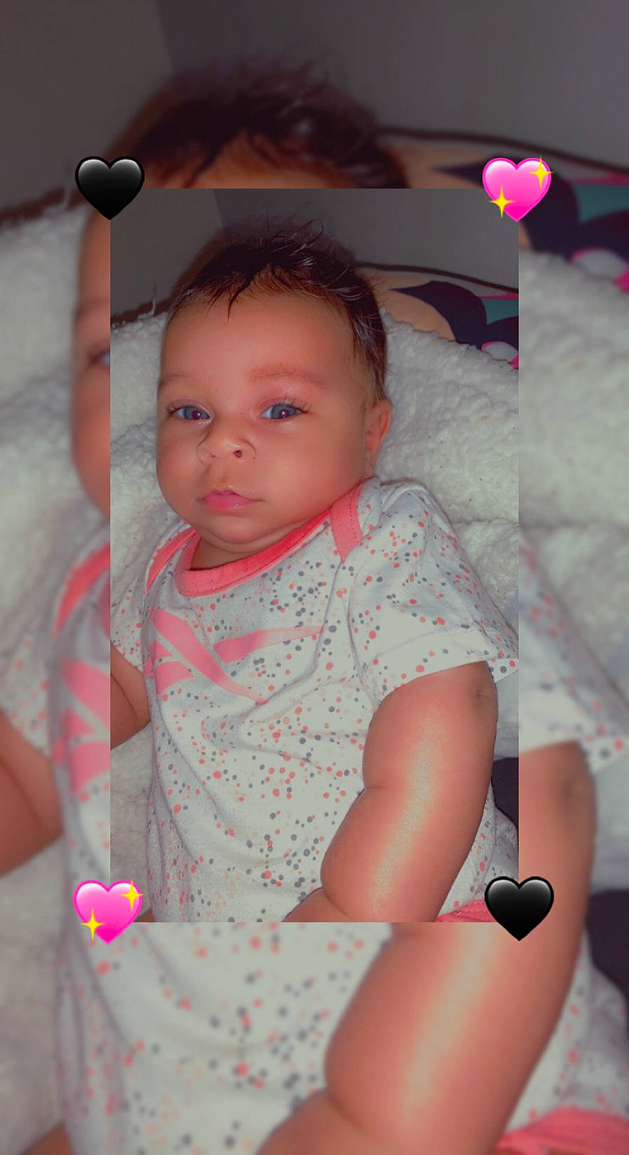 Azariea is registered to the contest to win money with this photo: baby, baby_toddler_clothing, cheek, chin, eye, eyebrow, eyelash, facial_expression, hair, hairstyle, happy, head, human, iris, lip, mouth, neck, nose, person, pink
