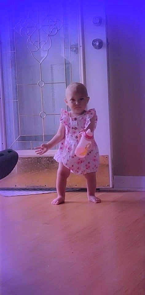 Jordyn joined the competition — help win amazing prizes! baby_toddler_clothing, barefoot, blue, day_dress, dress, entertainment, fashion_design, floor, flooring, foot, fun, human_leg, magenta, one_piece_garment, pattern, performing_arts, person, pink, purple, standing