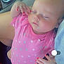 baby, car_interior, child, closeup, cute, fingernails, foot, hand, human, infant, nail_polish, peaceful, person, pink_onesie, resting, seatbelt, skin, sleeping, tattoo, toenails