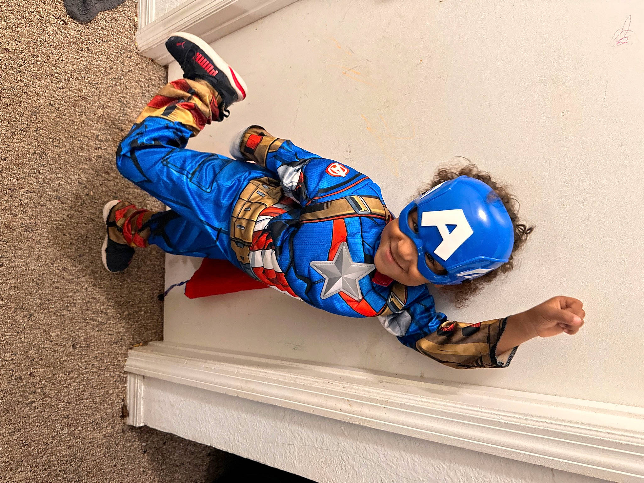 Kyree joined the competition — help win amazing prizes! baby_toddler_clothing, baseball_cap, bench, carmine, child, denim, electric_blue, fun, headwear, human_leg, joy, knee, leisure, pattern, person, personal_protective_equipment, recreation, sitting, sleeve, sports_gear