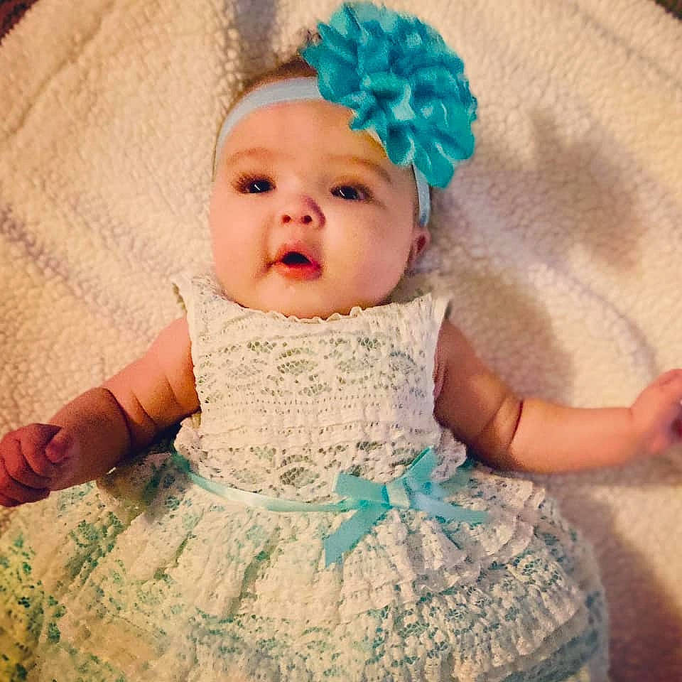 Ava joined the competition — help win amazing prizes! aqua, baby, baby_products, baby_toddler_clothing, child, clothing, costume_accessory, crochet, dress, fashion_accessory, hair_accessory, head, headband, headgear, headpiece, person, photography, product, toddler, turquoise