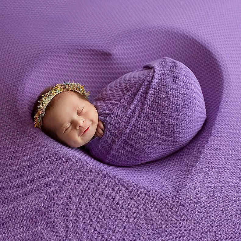 Iris joined the competition — help win amazing prizes! baby, blanket, cozy, cute, fabric, flower_crown, headband, heart_shape, infant, newborn, peaceful, portrait, purple, resting, sleeping, smile, soft, texture, toddler, wrapped