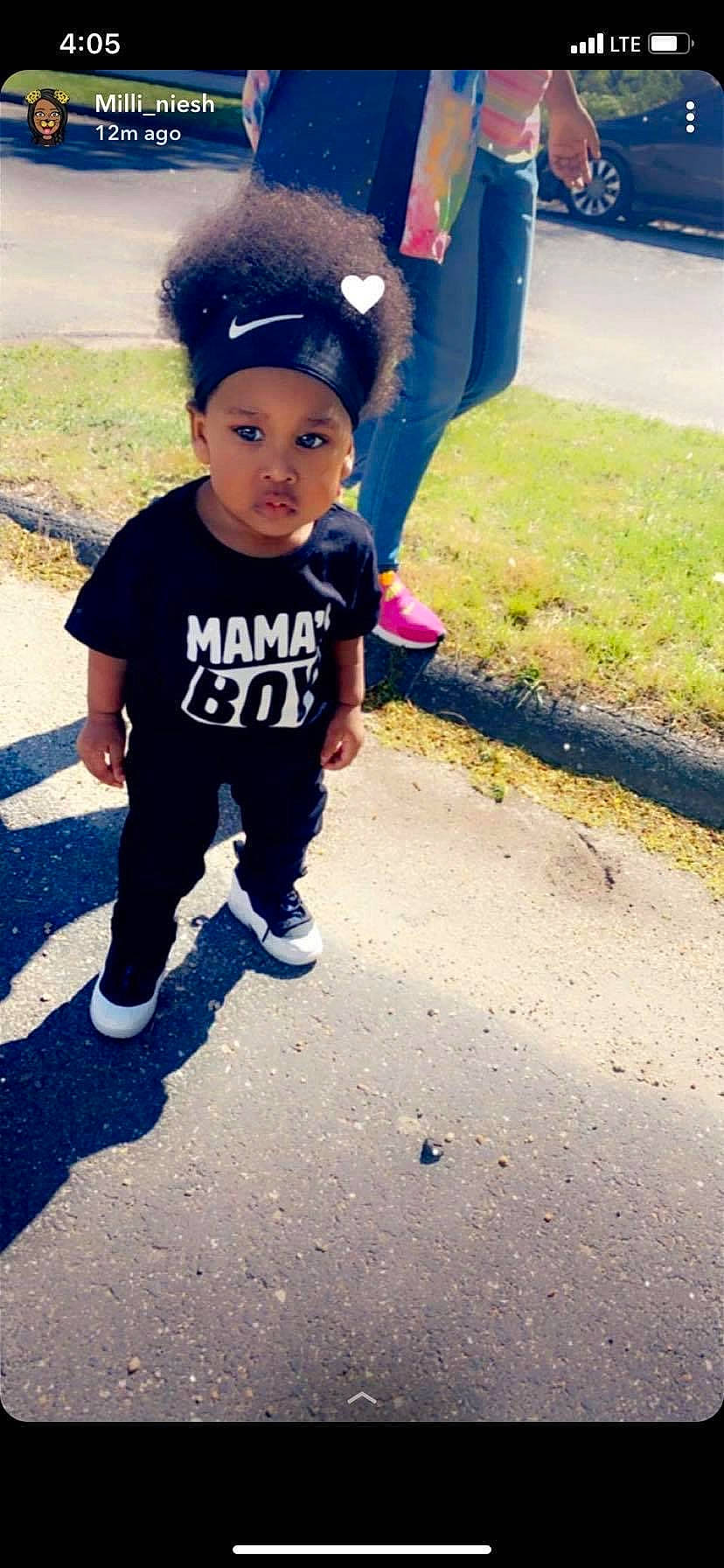 Kyrie joined the competition — help win amazing prizes! asphalt, cap, child, cool, electric_blue, fun, grass, happy, hat, headwear, leisure, person, play, recreation, shoe, sleeve, sneakers, sportswear, street_fashion, t_shirt