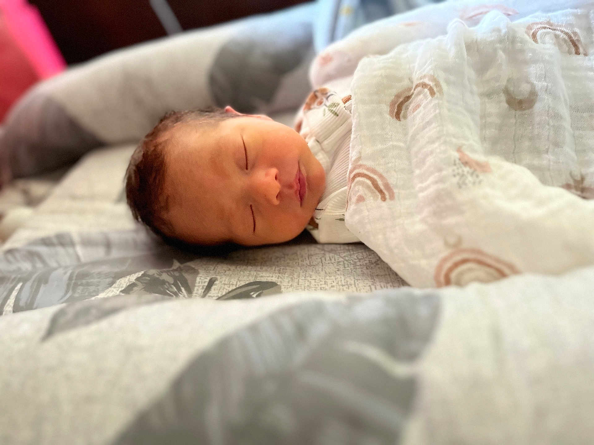 Magnum joined the competition — help win amazing prizes! newborn, baby, sleeping, blanket, bed, patterned_bed, soft_light, peaceful, indoors, infant, wrapped, cozy, portrait, child, rest, cute, human, face, quiet, comfort