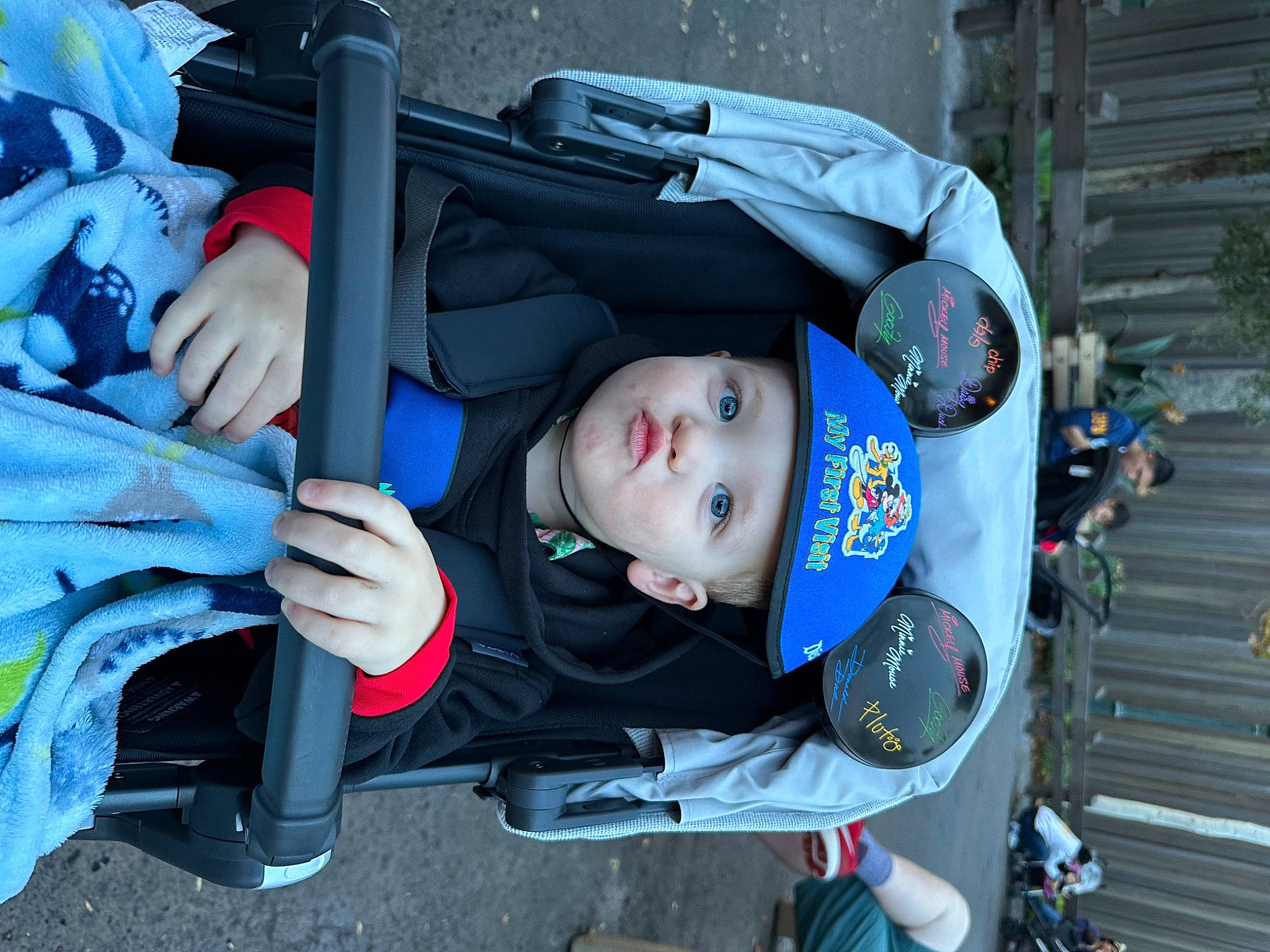 Jaxon is registered to the contest to win money with this photo: auto_part, baby, baby_carriage, baby_products, car_seat, child, comfort, electric_blue, fun, headwear, motor_vehicle, person, toddler, wheel