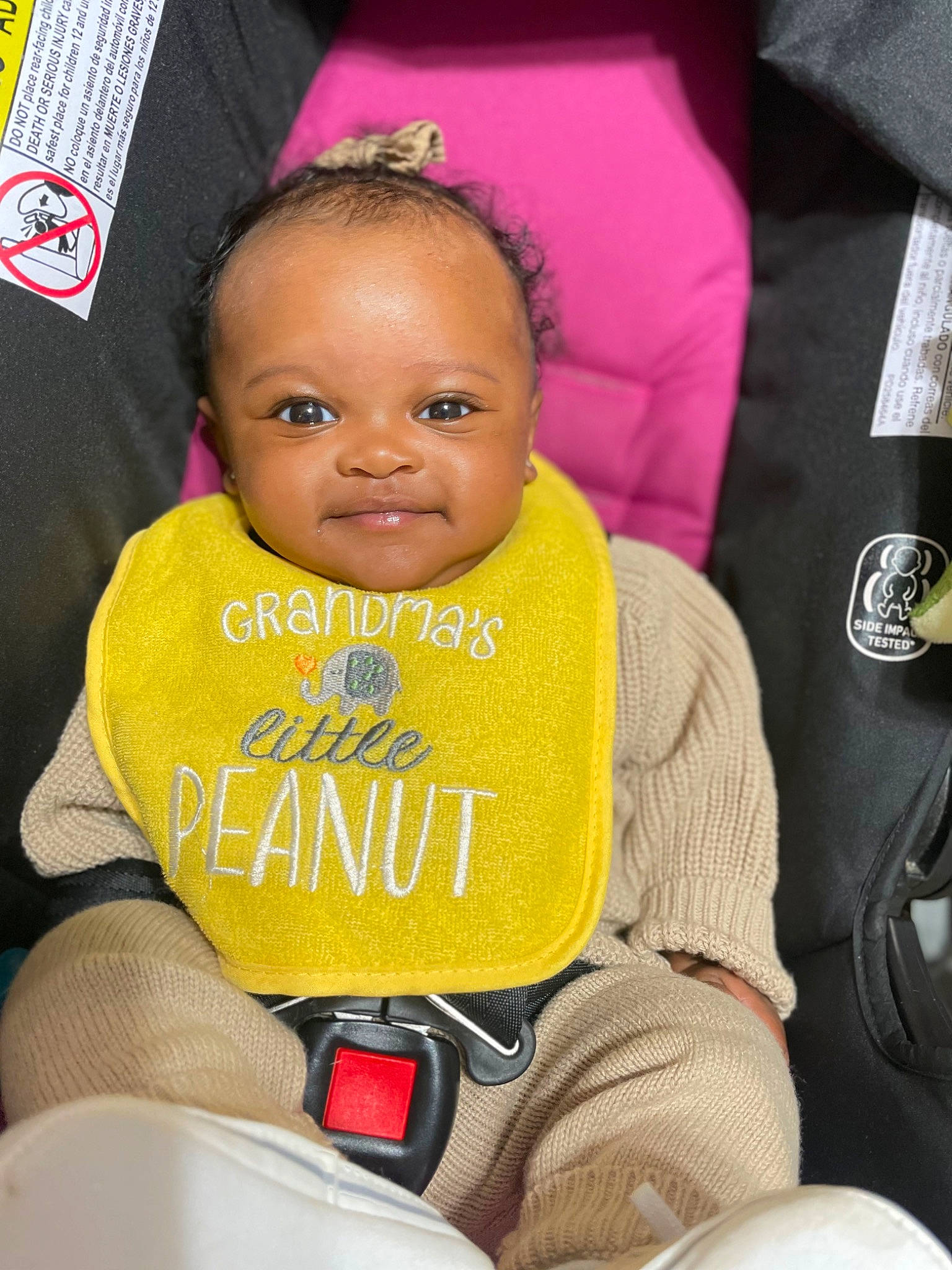 Harmony joined the competition — help win amazing prizes! baby, baby_carriage, baby_products, baby_toddler_clothing, car_seat, chair, cheek, child, comfort, event, face, fun, happy, joy, person, pink, sitting, skin, sleeve, smile