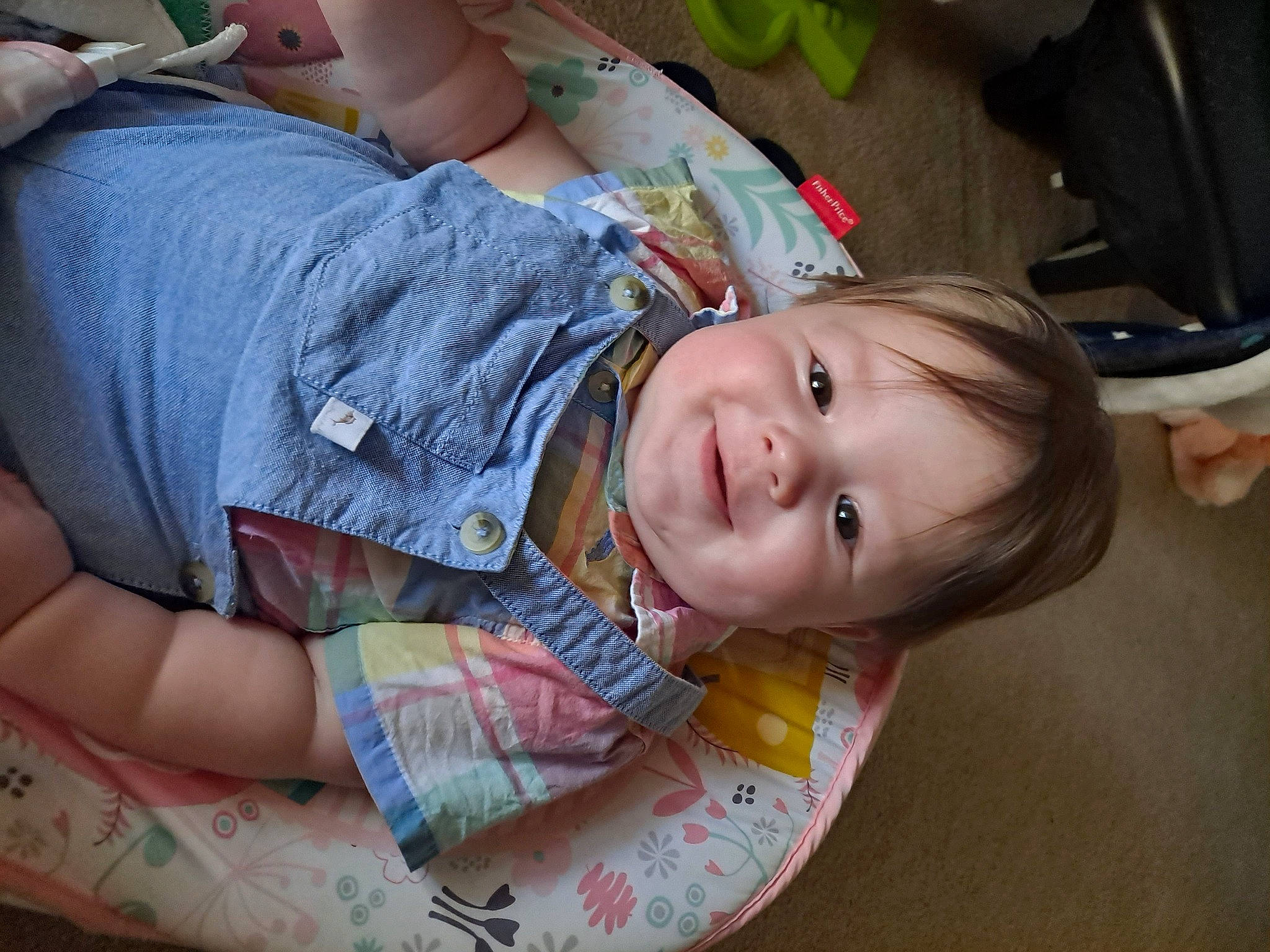 Draven is registered to the contest to win money with this photo: baby, baby_products, baby_toddler_clothing, cheek, child, elbow, face, fun, grass, happy, mouth, pattern, person, plant, sitting, smile, t_shirt, toddler, tree, vacation