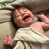 Scarlett joined the competition — help win amazing prizes! baby, smiling, laughing, towel, blanket, happy, infant, cute, skin, face, hair, child, young, fist, lying_down, cozy, expression, closeup, cheerful, indoors