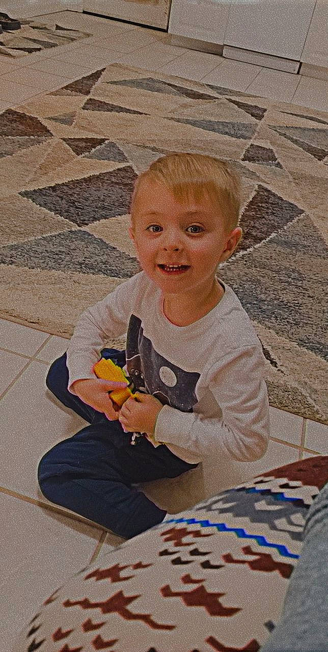 Wesson joined the competition — help win amazing prizes! asphalt, child, concrete, flooring, fun, hairstyle, happy, joy, leisure, person, play, recreation, road_surface, sidewalk, sitting, smile, t_shirt, toddler, toy, toy_vehicle