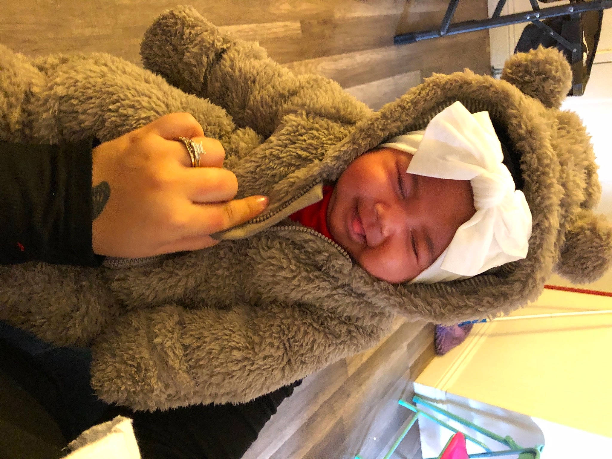 Delylah joined the competition — help win amazing prizes! baby, baby_products, baby_sleeping, baby_toddler_clothing, comfort, fur, fur_clothing, headwear, human, nail, nap, natural_material, person, sleep, textile, thread, wool, woolen