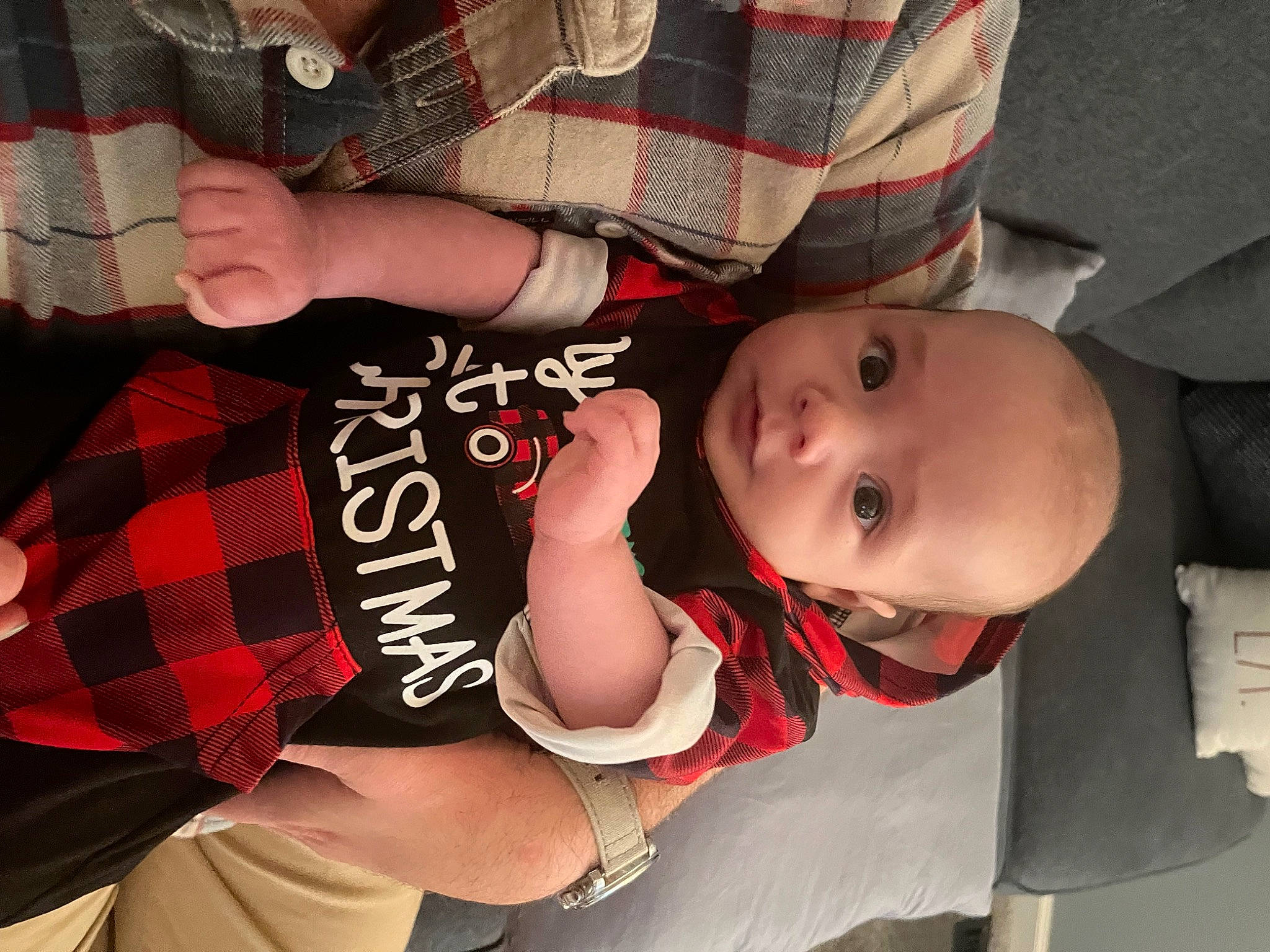 Brayden joined the competition — help win amazing prizes! arm, baby, baby_carriage, baby_toddler_clothing, cheek, child, design, elbow, finger, hand, mouth, pattern, person, plaid, red, sleeve, tartan, textile, thigh, toddler