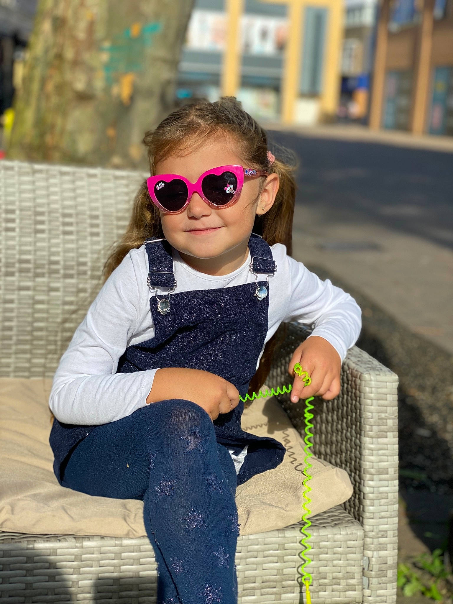 Sharlot joined the competition — help win amazing prizes! blond, denim, electric_blue, eyewear, goggles, grass, happy, human_leg, joy, leisure, pattern, person, personal_protective_equipment, sleeve, sportswear, street_fashion, sunglasses, t_shirt, thigh, toddler