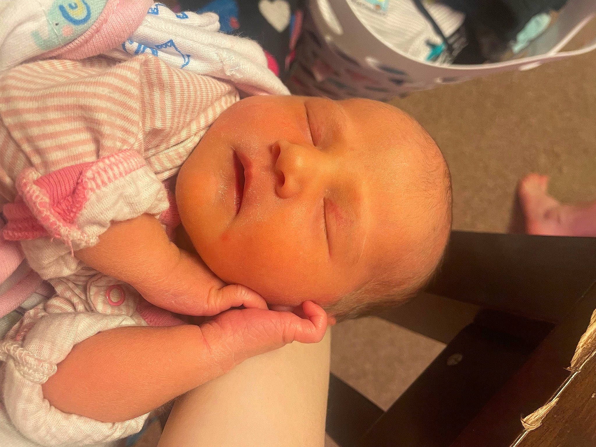 Madeline is registered to the contest to win money with this photo: baby, baby_products, baby_sleeping, baby_toddler_clothing, bedtime, cheek, child, comfort, ear, eyelash, facial_expression, iris, mouth, nap, nose, person, room, skin, sleep, thumb