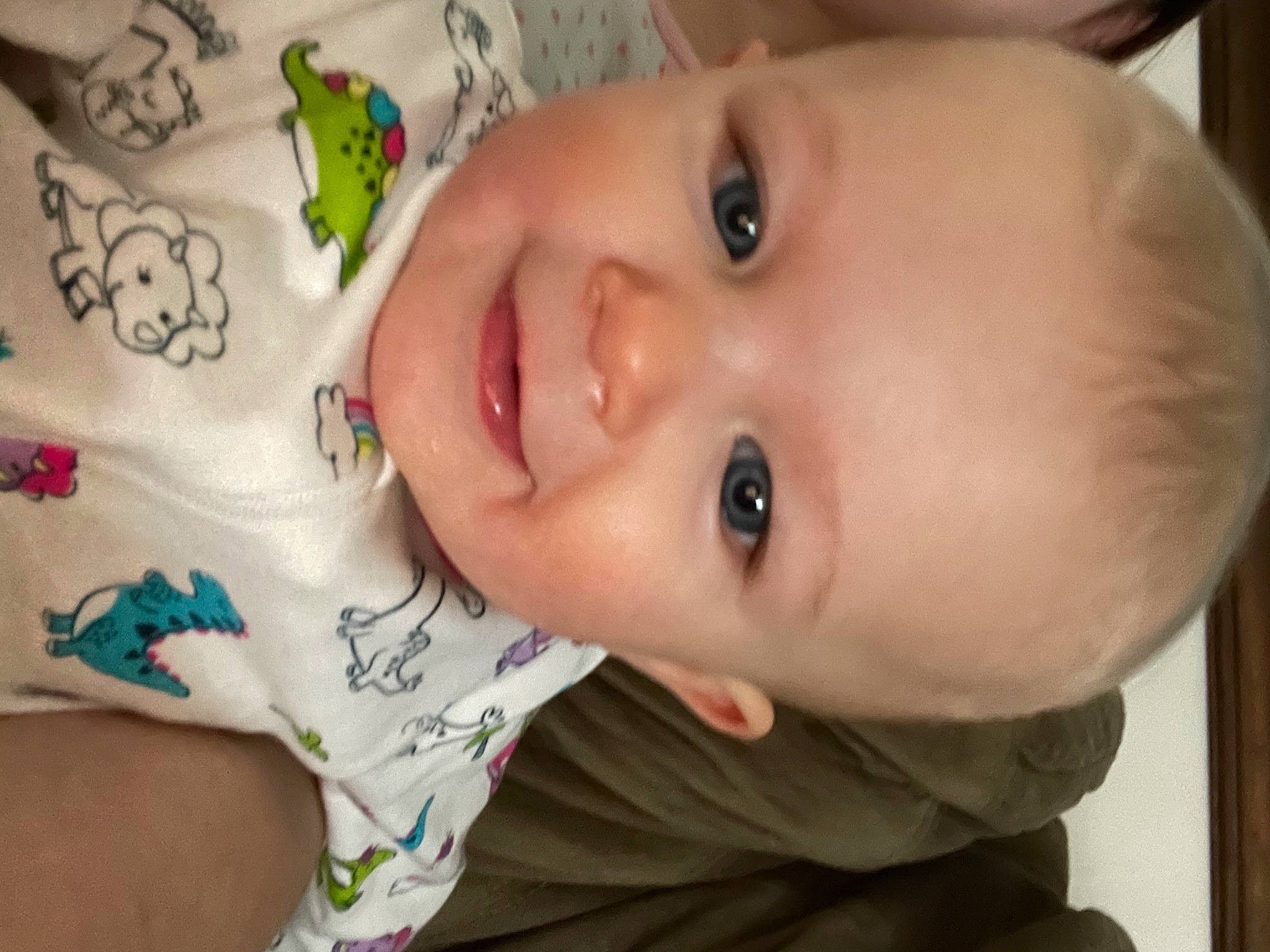 Carolyn is registered to the contest to win money with this photo: baby, baby_laughing, baby_toddler_clothing, cheek, child, chin, close_up, eyelash, forehead, fun, happy, iris, lip, mouth, neck, nose, person, skin, smile, toddler