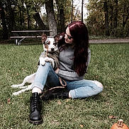 Bandit joined the competition — help win amazing prizes! black_hair, carnivore, companion_dog, dog_breed, eyewear, fawn, flash_photography, grass, grassland, happy, jeans, lawn, leaf, leisure, meadow, people_in_nature, plant, shoe, toy, tree