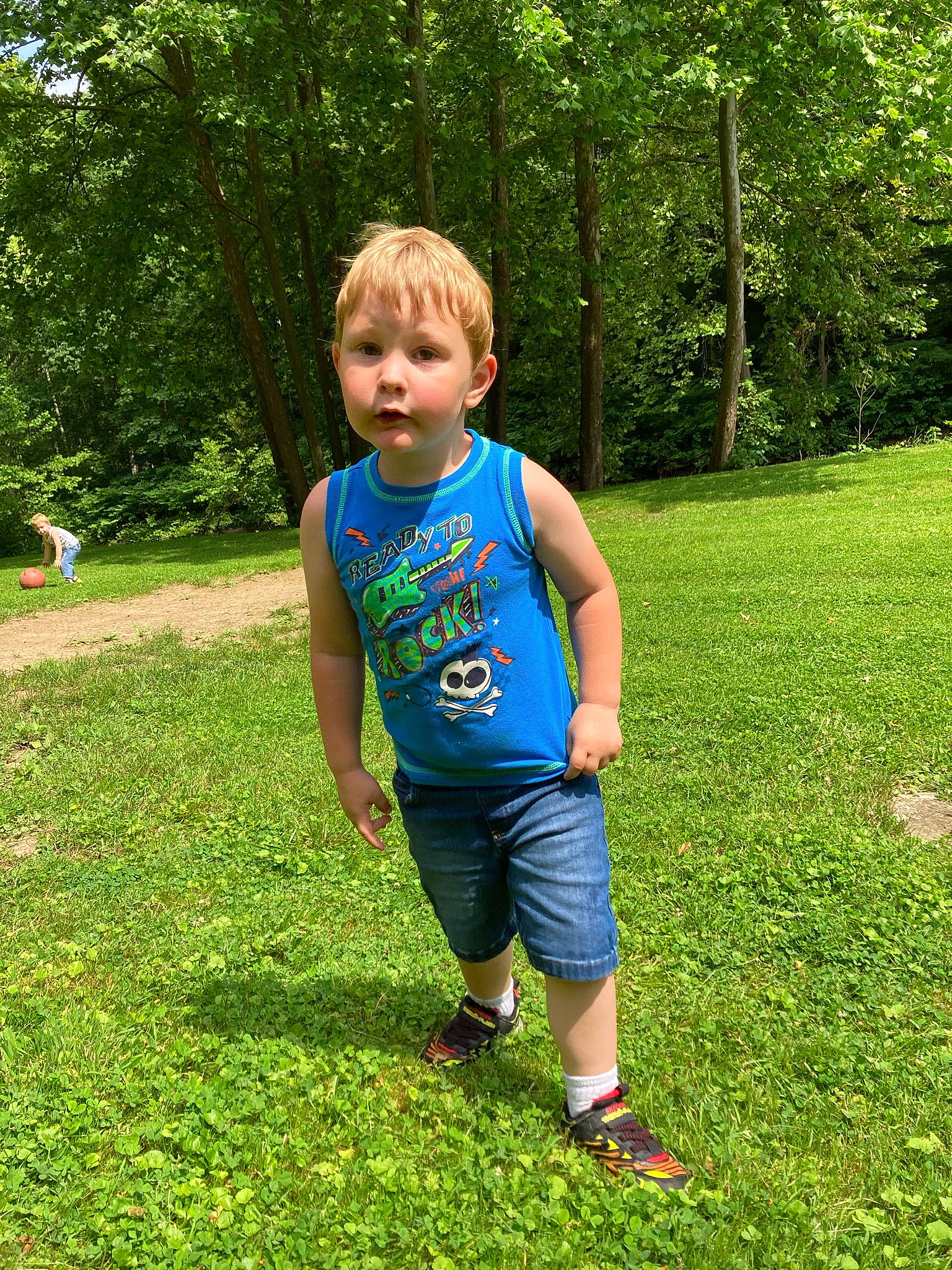 Dalton joined the competition — help win amazing prizes! baby_toddler_clothing, electric_blue, fun, garden, grass, grass_family, grassland, groundcover, happy, leisure, meadow, people_in_nature, person, plant, recreation, shorts, shrub, t_shirt, terrestrial_plant, toddler