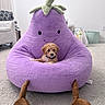 Biscuit joined the competition — help win amazing prizes! bean_bag, carpet, cozy, cute, decor, dog, eggplant, furniture, home, indoor, living_room, pet, plush, puppy, purple, relaxing, small_dog, smiling_face, stuffed_toy, toy