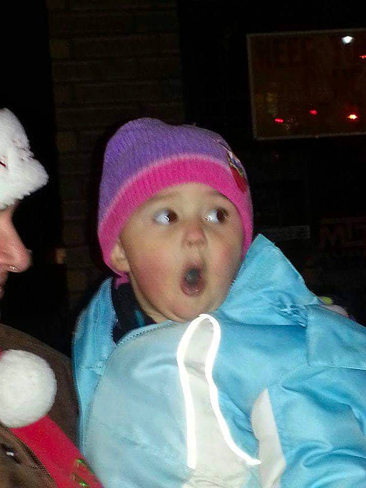 Kayda Lynne is registered to the contest to win money with this photo: baby, baby_toddler_clothing, beanie, bonnet, cap, cheek, child, fun, fur, headgear, headwear, knit_cap, magenta, mouth, nose, person, pink, stuffed_toy, surprise, toddler