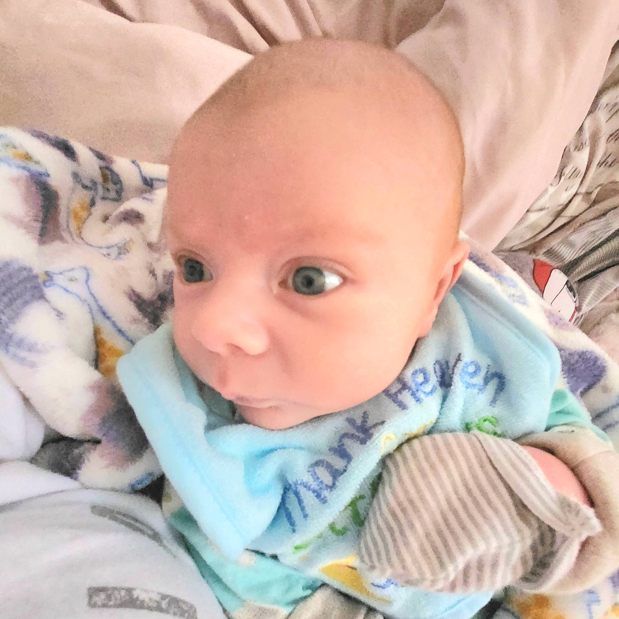 Kash joined the competition — help win amazing prizes! baby, baby_products, baby_toddler_clothing, cheek, child, chin, collar, comfort, eye, face, happy, head, iris, linens, nose, person, sitting, skin, sleeve, textile