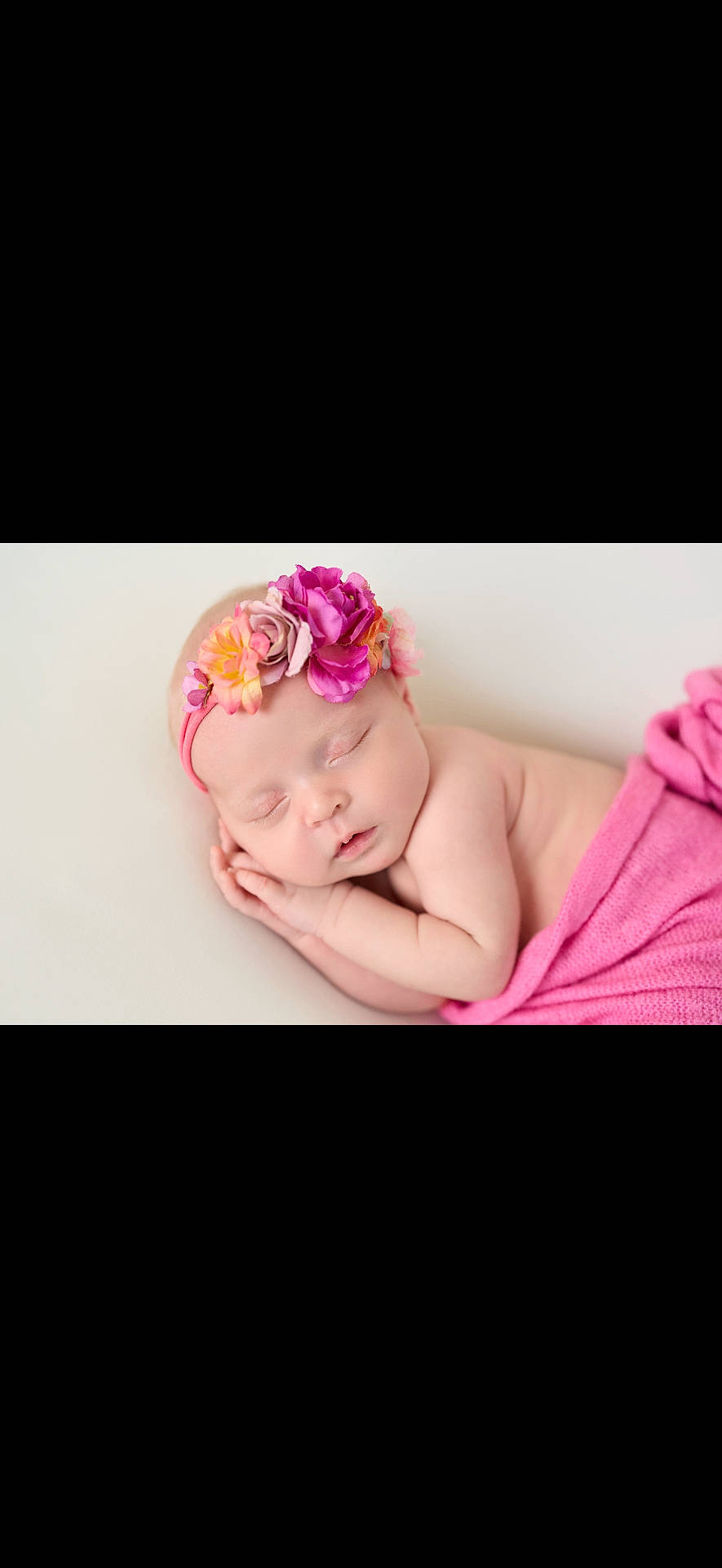 adorable, baby, child, closeup, cute, flower_headband, headband, infant, newborn, peace, peaceful, pink_blanket, portrait, resting, skin, sleeping, soft_lighting, tender, wrapped, young