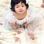 Muriel Kim is registered to the contest to win money with this photo: baby, child, infant, smile, white_bow, dress, flowers, fabric, soft, cute, portrait, sitting, hands, feet, happy, looking_up, indoors, closeup, adorable, tulle