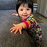 Lydia joined the competition — help win amazing prizes! baby, cabinet, carpet, child, colorful_clothing, couch, cute, fabric, face, flooring, hand, happy, home, indoor, infant, kitchen, onesie, person, portrait, smiling