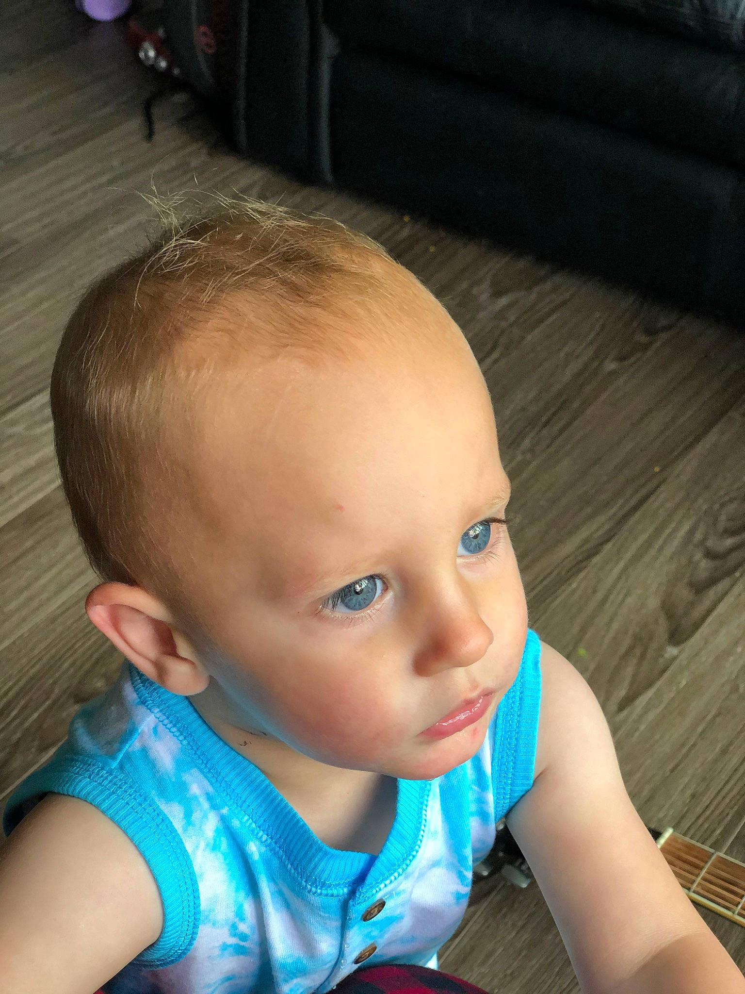 Zackery joined the competition — help win amazing prizes! baby, blue, cheek, child, chin, ear, eye, face, forehead, hair, hairstyle, head, iris, lip, nose, person, sitting, skin, summer, toddler
