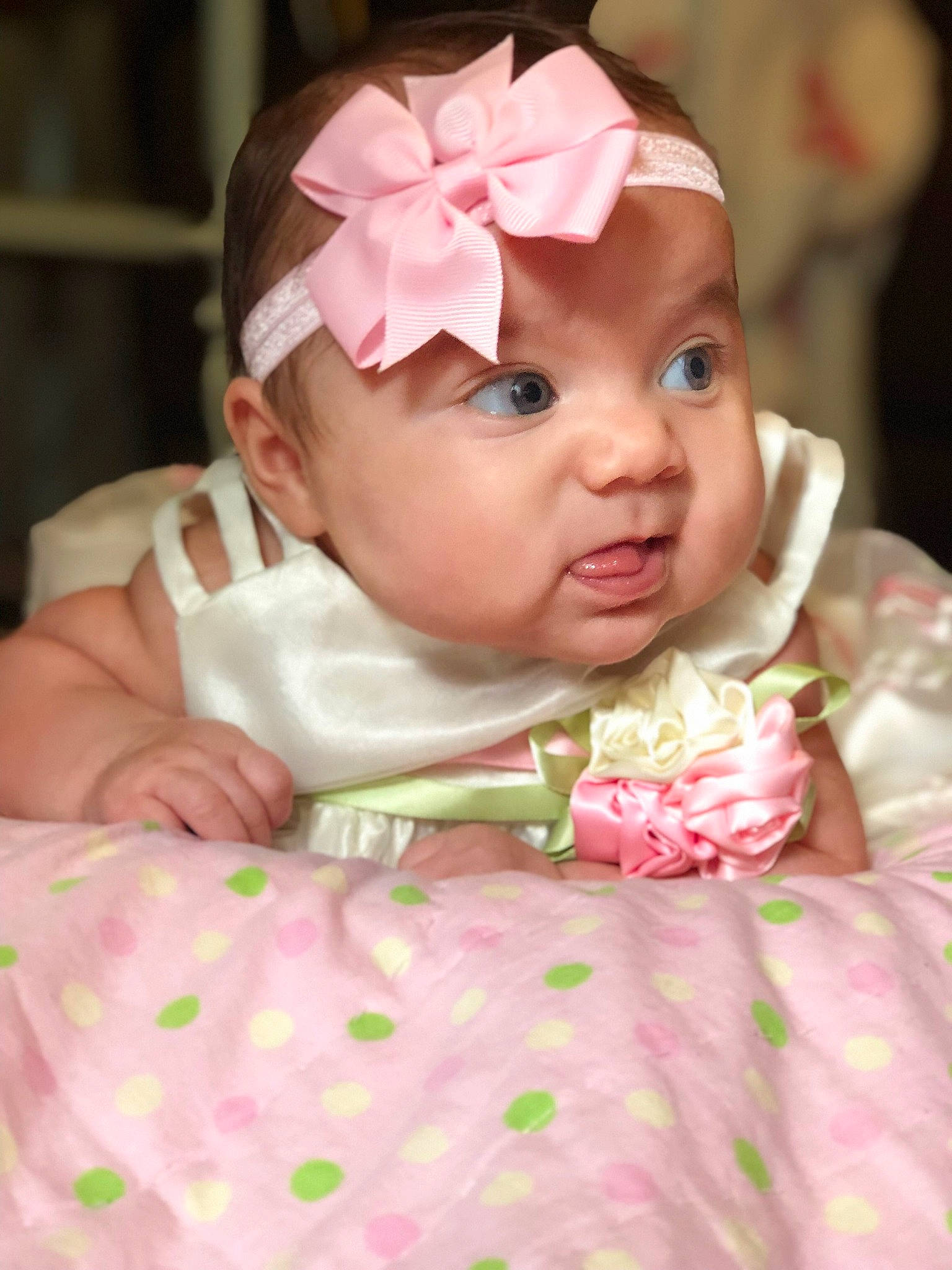 Rosabella joined the competition — help win amazing prizes! baby, baby_products, baby_toddler_clothing, cheek, child, face, fashion_accessory, hair_accessory, head, headband, headgear, headwear, person, pink, product, skin, toddler