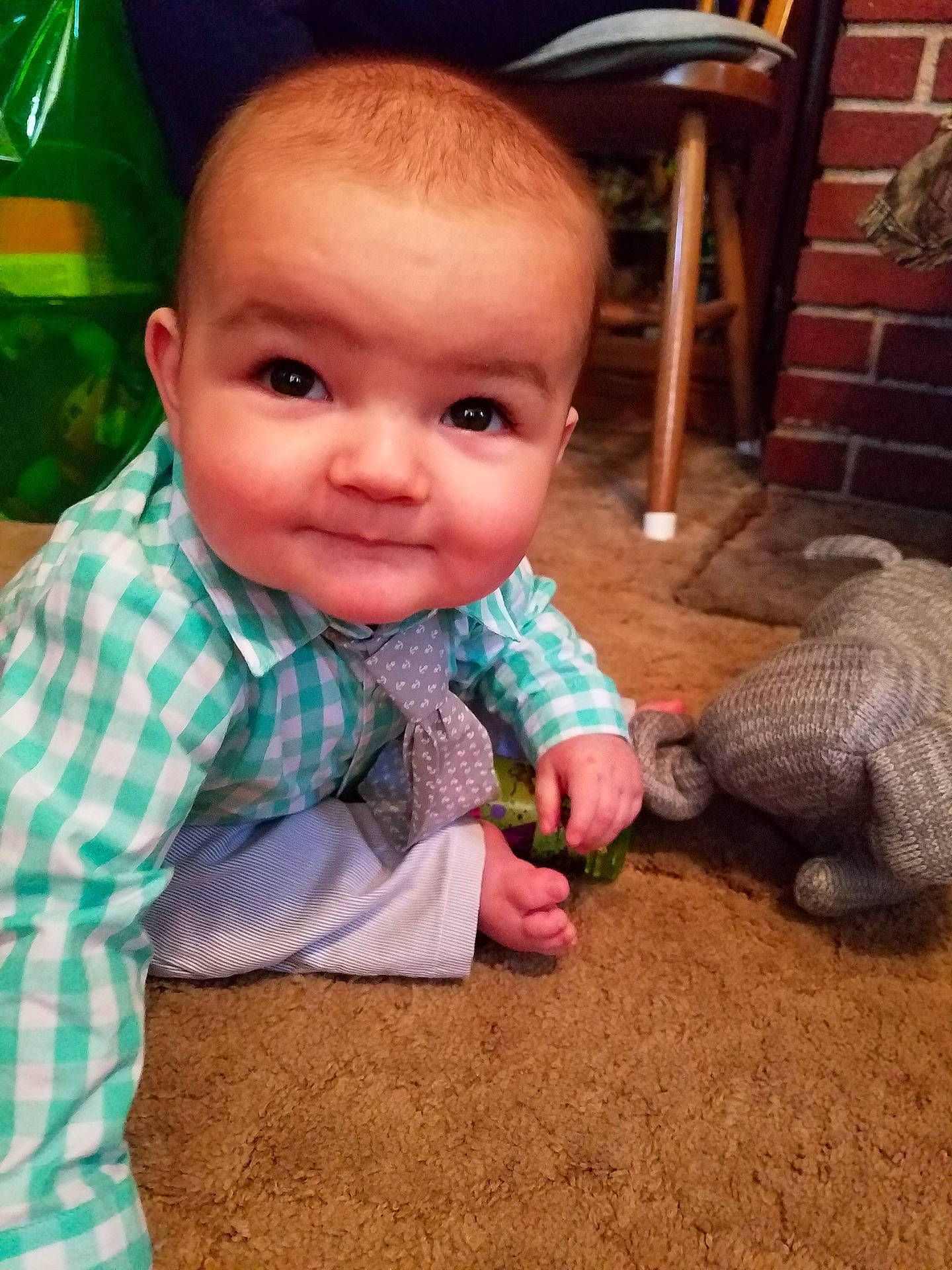 Graysen is registered to the contest to win money with this photo: boy, cheek, child, day, eye, grass, head, infant, nose, person, play, product, skin, textile, toddler, toy