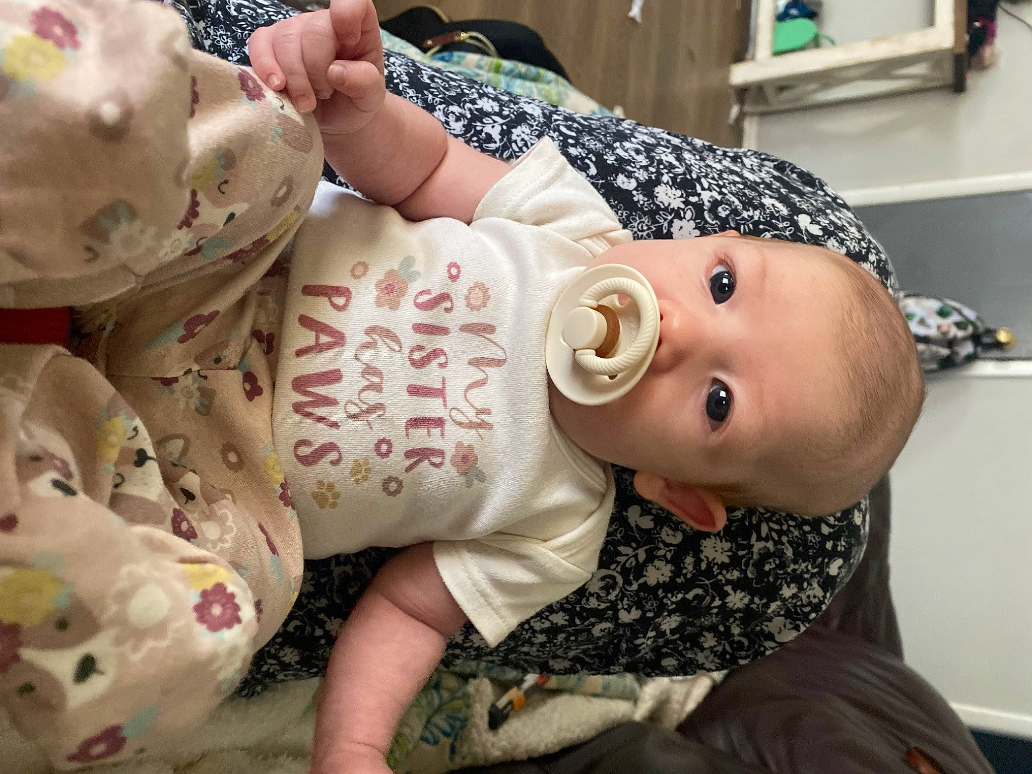 Aria'Grey joined the competition — help win amazing prizes! baby, baby_toddler_clothing, cheek, child, flesh, happy, human_body, kitchen_appliance, linens, nightwear, pattern, person, room, sitting, skin, sleeve, toddler, toy, wrist