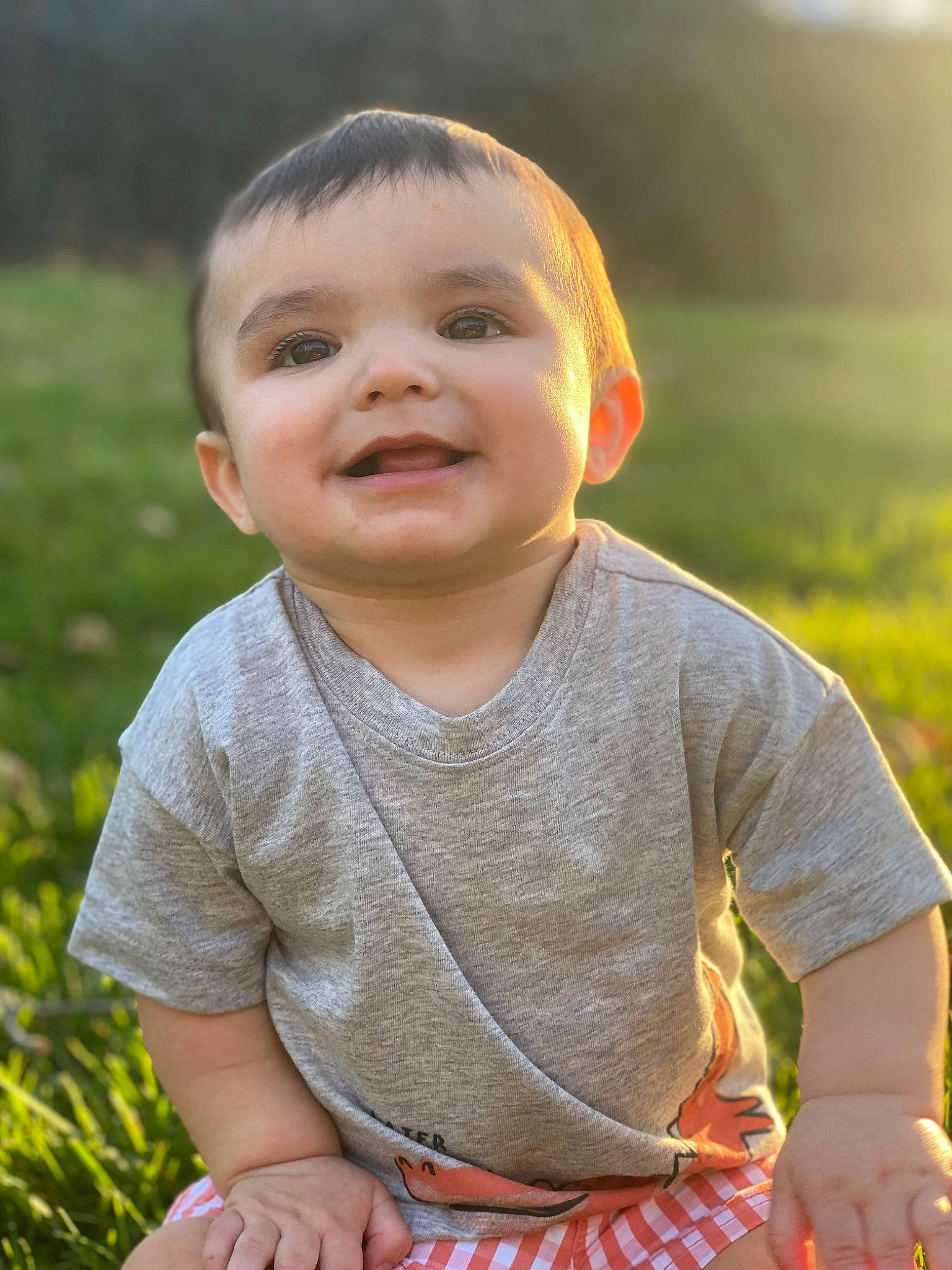 Brysen joined the competition — help win amazing prizes! baby, baby_toddler_clothing, cheek, child, chin, eye, facial_expression, grass, happy, joy, lip, nose, people, people_in_nature, person, plant, skin, sleeve, smile, summer