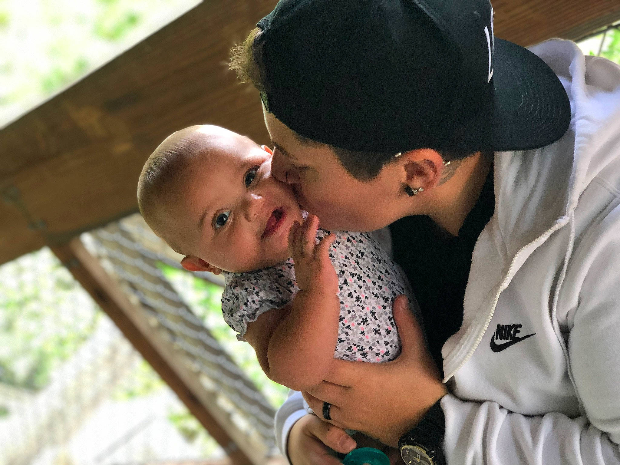 Karsyn is registered to the contest to win money with this photo: adaptation, child, forehead, happy, headgear, interaction, kiss, love, person, smile, vacation