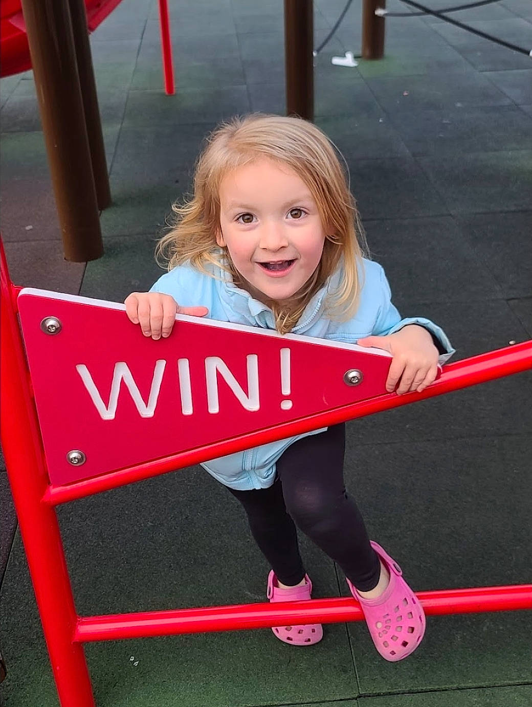 Emilia joined the competition — help win amazing prizes! child, city, facial_expression, font, fun, happy, joy, leisure, magenta, person, pink, play, product, recreation, sitting, smile, toddler