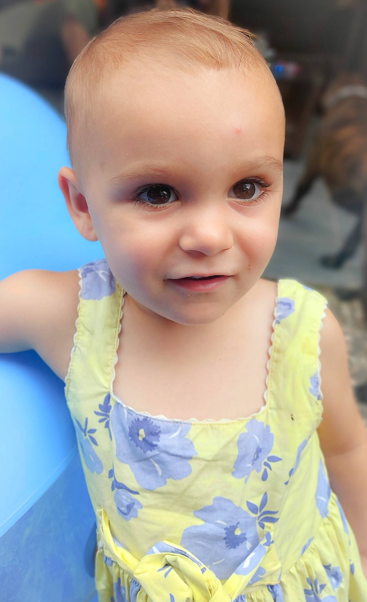 Myla participe au concours pour gagner de l'argent avec cette photo : baby, baby_toddler_clothing, beauty, cheek, child, chin, dress, eye, eyelash, facial_expression, fun, happy, head, iris, joy, leisure, lip, nose, person, skin