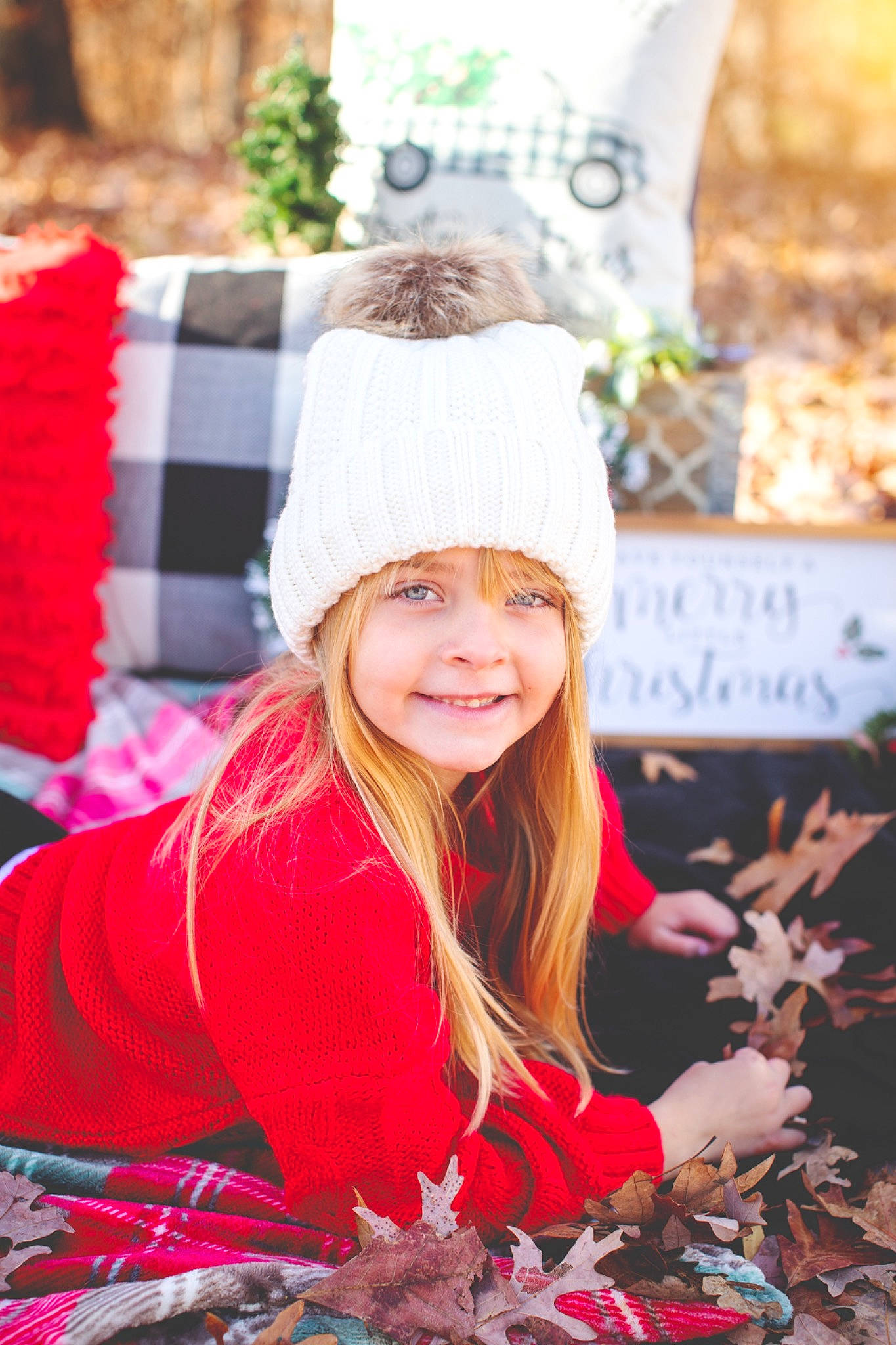 Emily joined the competition — help win amazing prizes! brown_hair, cap, child, christmas, christmas_eve, event, fashion_accessory, fun, fur, grass, happy, headwear, holiday, joy, pattern, person, plant, portrait_photography, smile, textile