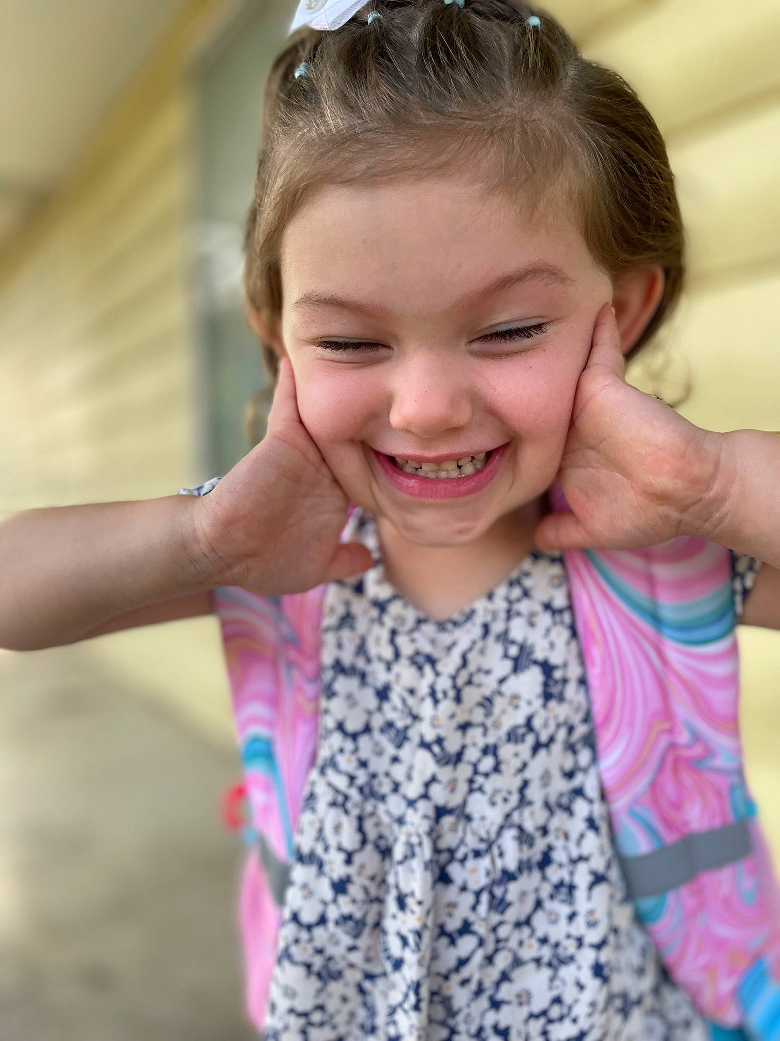 Peyton joined the competition — help win amazing prizes! chin, cool, eye, face, finger, fun, gesture, hair, happy, head, human_body, iris, joy, leisure, lip, neck, person, shoulder, skin, sleeve