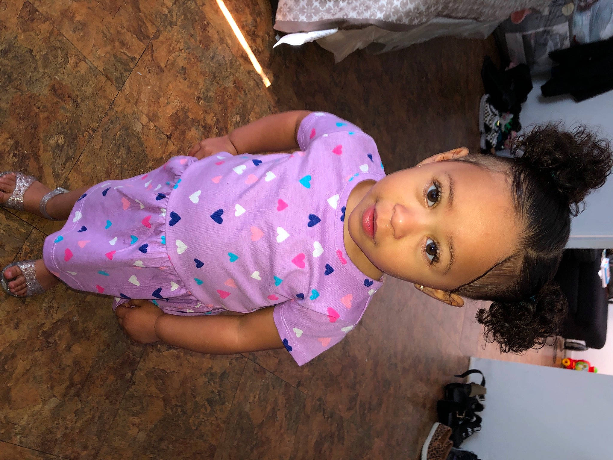 Anila joined the competition — help win amazing prizes! baby_toddler_clothing, cheek, child, eyelash, flooring, fun, happy, magenta, pattern, person, pink, skin, toddler, tree