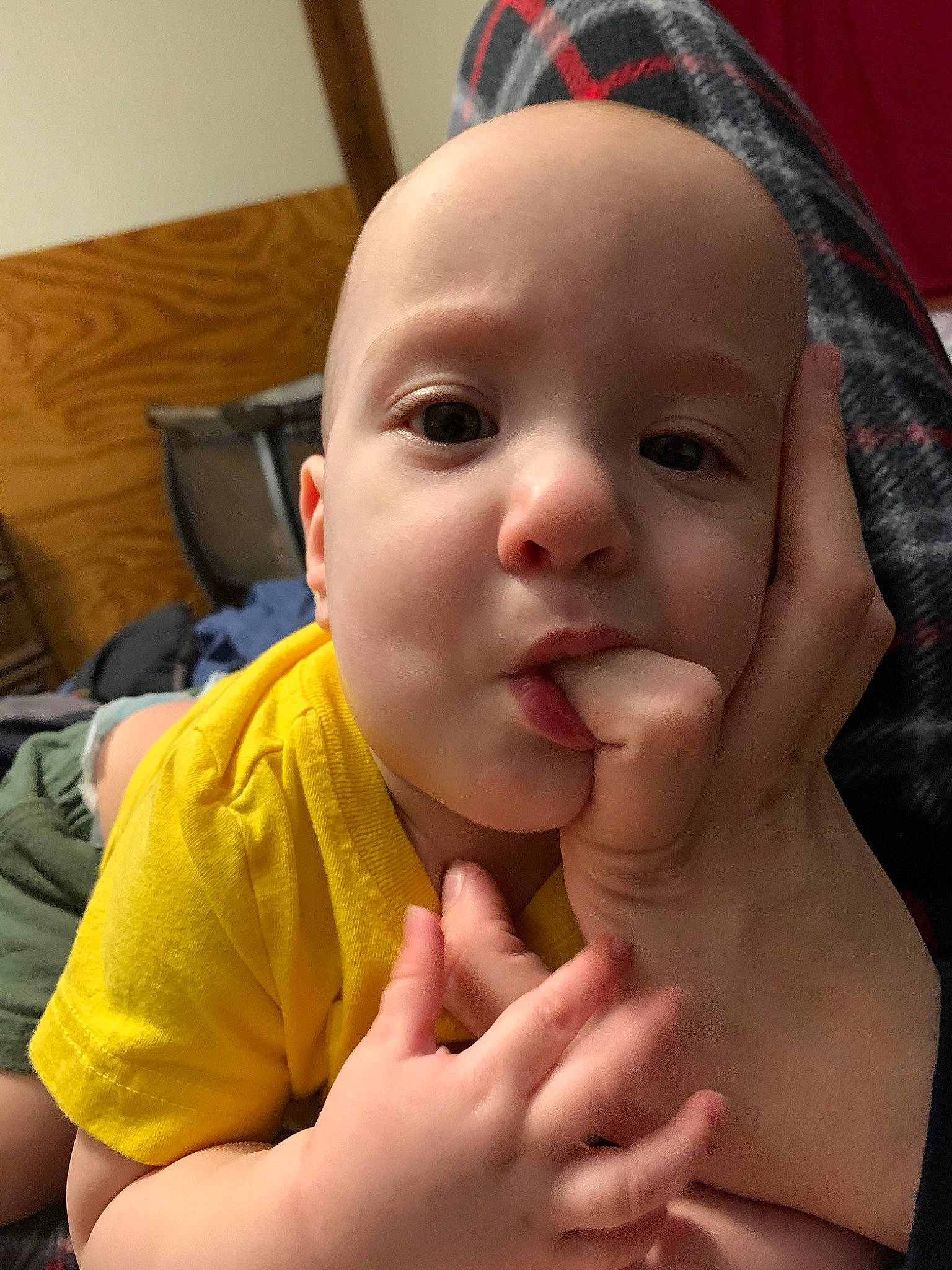 Ronald joined the competition — help win amazing prizes! baby, cheek, child, chin, ear, eye, face, finger, gesture, hand, head, lip, mouth, nail, nose, person, skin, thumb, toddler, tongue