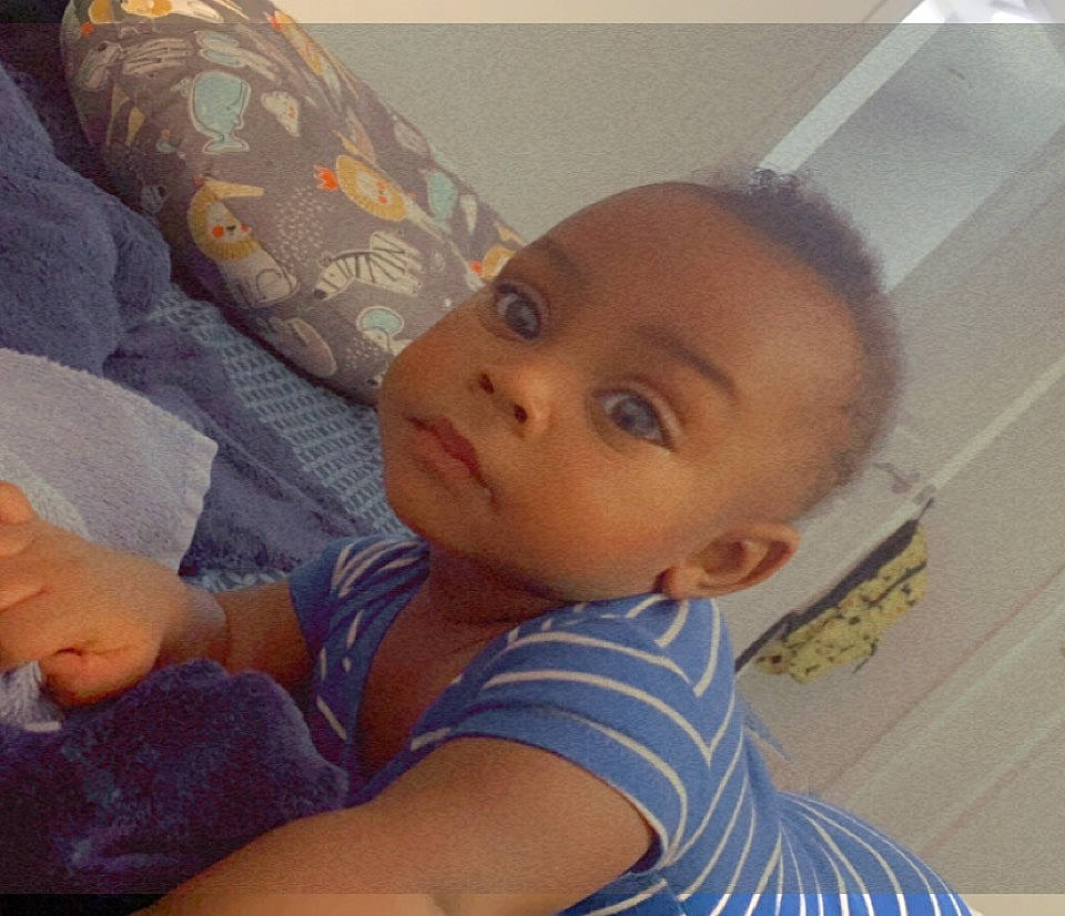 Kylan joined the competition — help win amazing prizes! baby, baby_toddler_clothing, camouflage, cheek, child, comfort, ear, eyebrow, finger, iris, military_camouflage, person, toddler