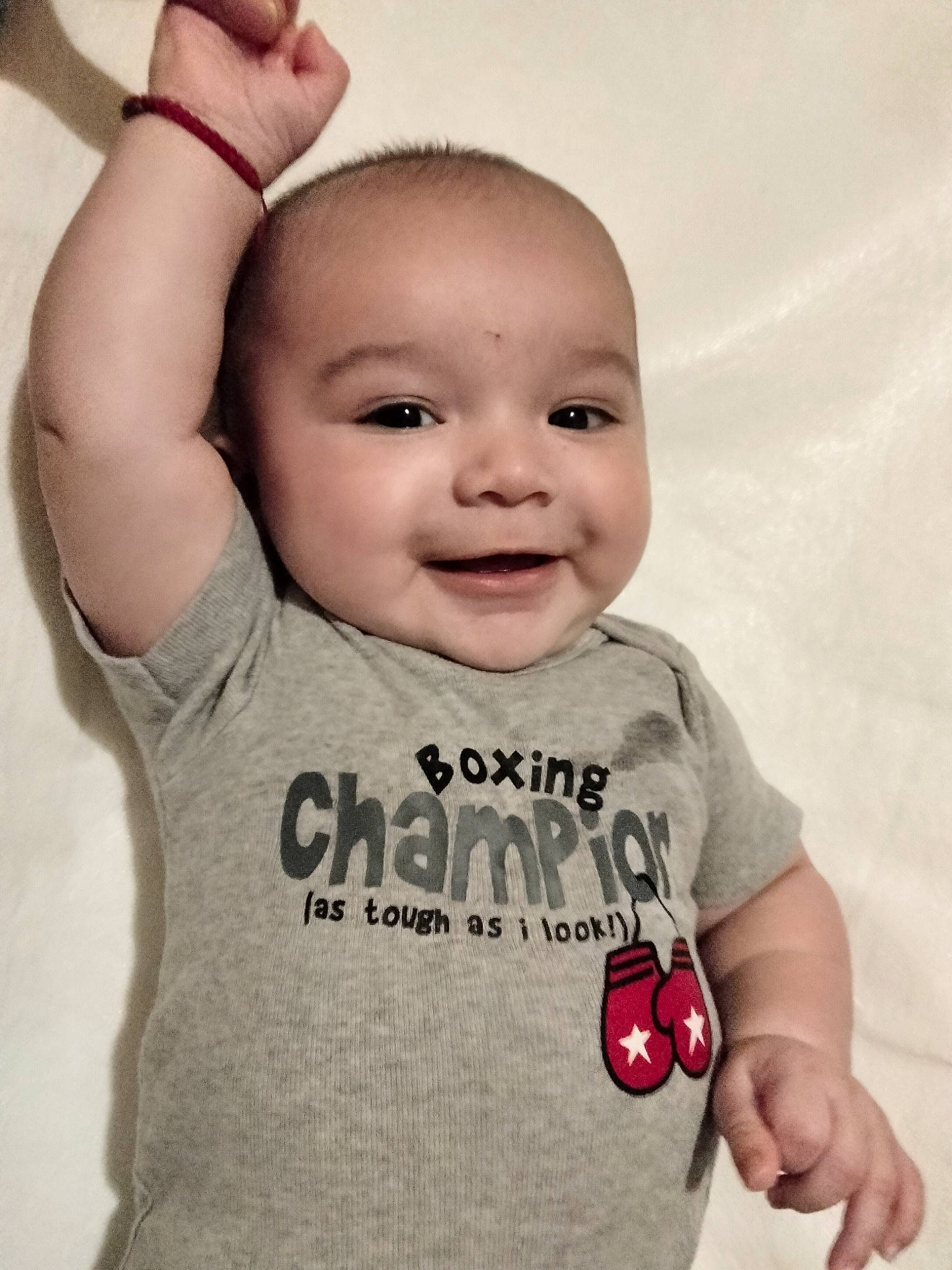 Augustine joined the competition — help win amazing prizes! arm, baby_toddler_clothing, cheek, eye, facial_expression, finger, flash_photography, gesture, hand, happy, head, human_body, joint, joy, nose, person, product, skin, sleeve, smile