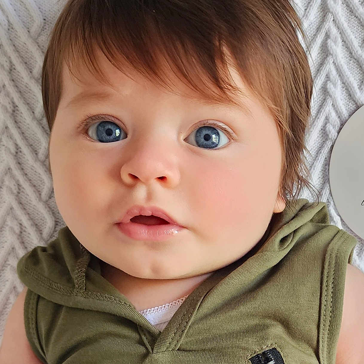 Orion joined the competition — help win amazing prizes! accessories, applique, baby, blonde, bodypart, clothing, couch, dress, ear, earring, face, finger, frown, furniture, hair, hand, happy, head, hoodie, jewelry