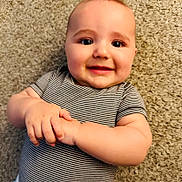 Judah joined the competition — help win amazing prizes! arm, baby, babylaughing, blonde, bodypart, clothing, face, finger, hair, hand, happy, head, laughing, newborn, person, photography, portrait, sleeve, smile, t_shirt