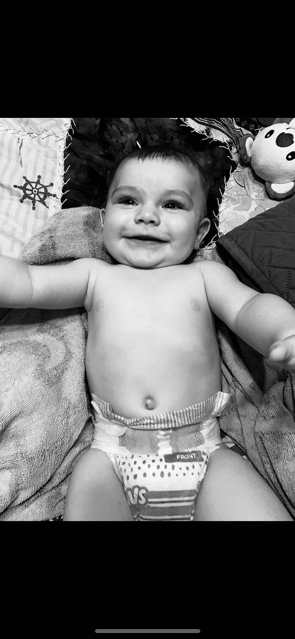 Kade joined the competition — help win amazing prizes! abdomen, baby, black, black_and_white, cheek, chest, child, finger, flash_photography, gesture, happy, joy, monochrome, monochrome_photography, person, skin, smile, style, thumb, toddler