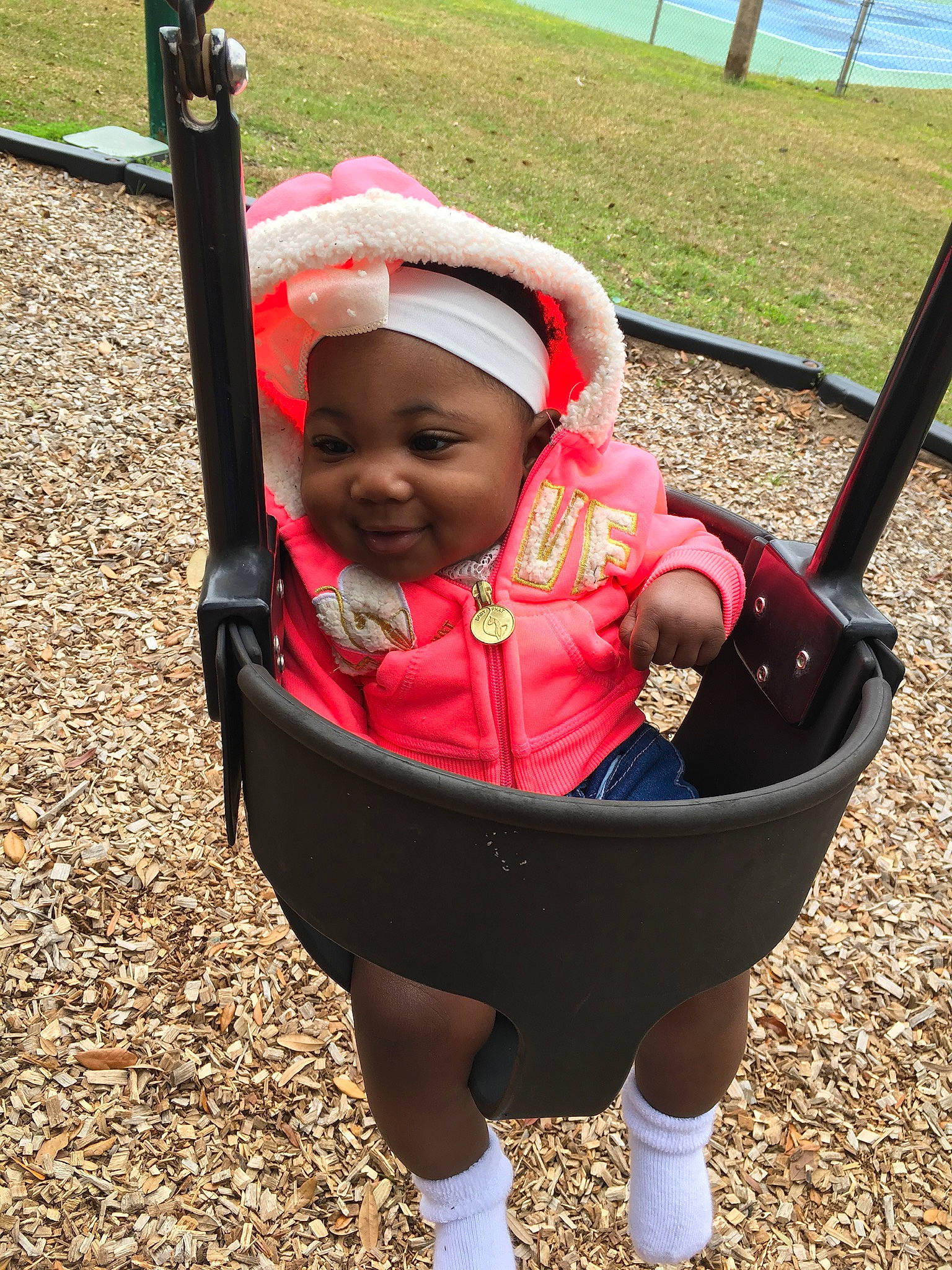 Anylah joined the competition — help win amazing prizes! baby, baby_carriage, baby_products, baby_toddler_clothing, fun, grass, happy, headgear, headwear, human_body, joy, leisure, people_in_nature, person, plant, product, public_space, recreation, smile, swing