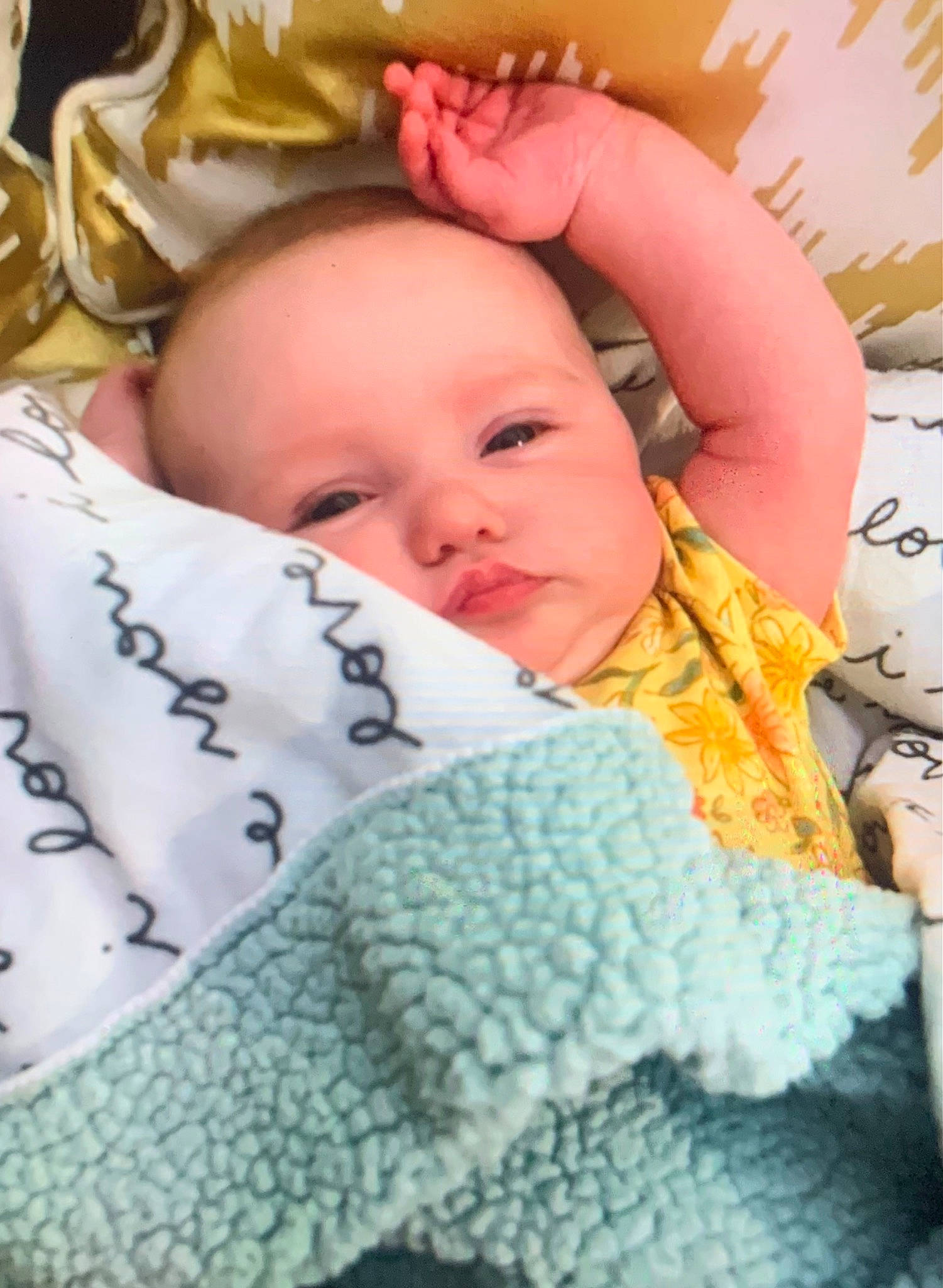 Emberlynn is registered to the contest to win money with this photo: baby, baby_products, baby_safety, baby_sleeping, baby_toddler_clothing, bedding, bedtime, cheek, child, comfort, happy, linens, nap, pattern, person, product, room, skin, sleep, textile