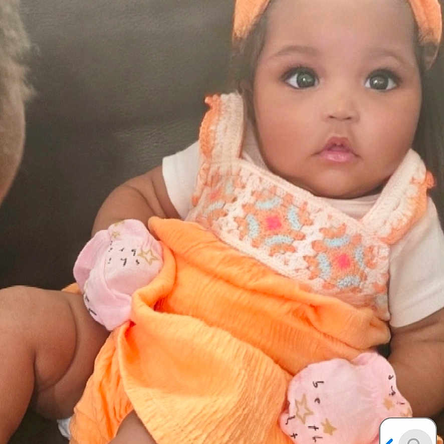 Lisys Ourida is registered to the contest to win money with this photo: accessories, baby, bodypart, bonnet, cap, clothing, earring, face, finger, hand, hat, head, jewelry, newborn, number, person, photography, portrait, symbol, text